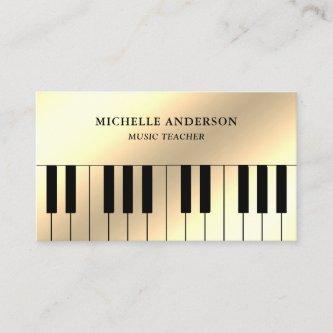 Cream Gold Foil Piano Keyboard Musician Pianist