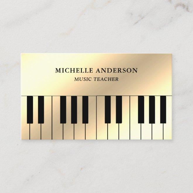 Cream Gold Foil Piano Keyboard Musician Pianist