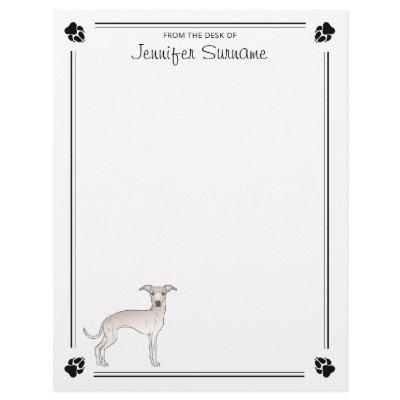 Cream Italian Greyhound With Paws And Custom Text Letterhead