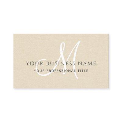 Cream Linen Simple Minimal Monogram