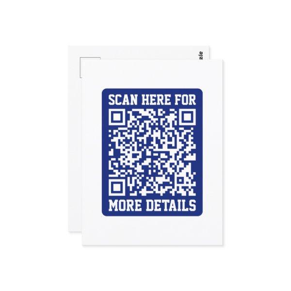 Create a Scannable QR code | Navy Blue (editable) Postcard