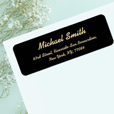 Create Custom Black Golden Elegant Return Address Label