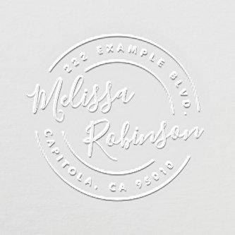 Create Your Own Circle Return Address Script Name Embosser