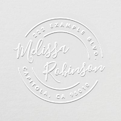 Create Your Own Circle Return Address Script Name Embosser