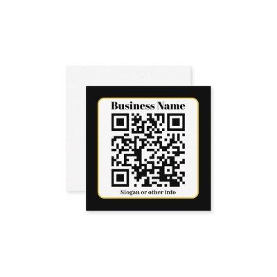 Create Your Own QR Code | Black White Gold Border Enclosure Card