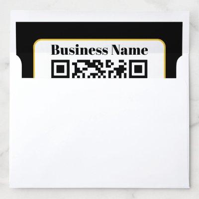 Create Your Own QR Code | Black White Gold Border Envelope Liner