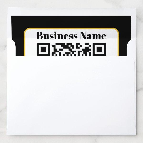 Create Your Own QR Code | Black White Gold Border Envelope Liner