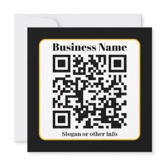 Create Your Own QR Code | Black White Gold Border Holiday Card