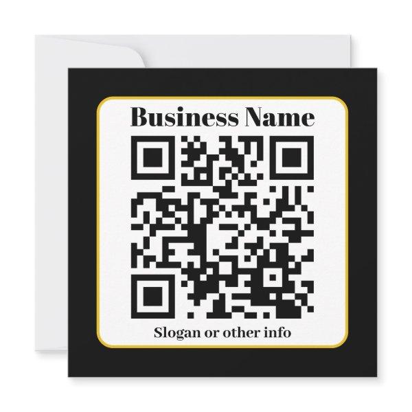 Create Your Own QR Code | Black White Gold Border Holiday Card