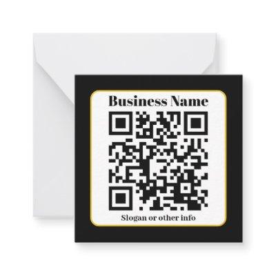 Create Your Own QR Code | Black White Gold Border Note Card