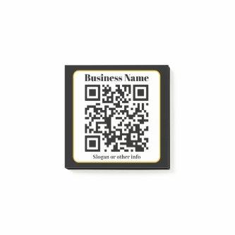 Create Your Own QR Code | Black White Gold Border Post-it Notes
