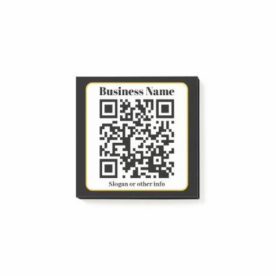 Create Your Own QR Code | Black White Gold Border Post-it Notes