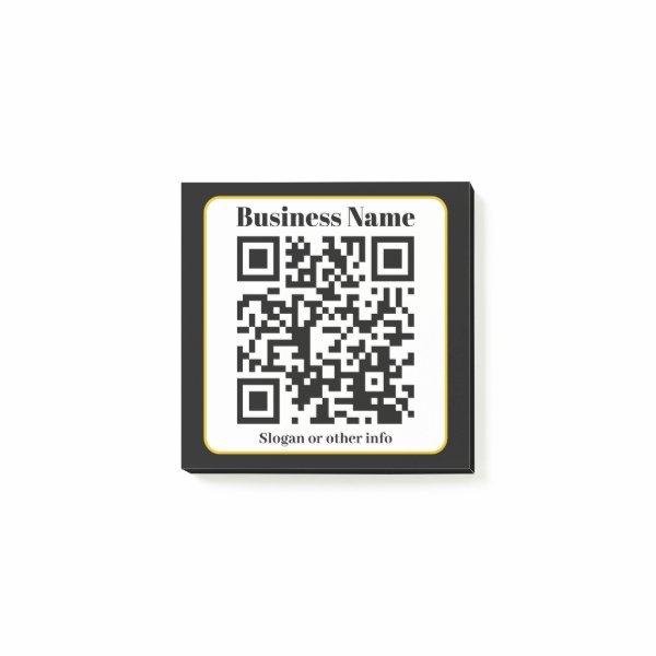 Create Your Own QR Code | Black White Gold Border Post-it Notes