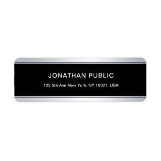 Creative Black Silver Elegant Cool Return Address Label