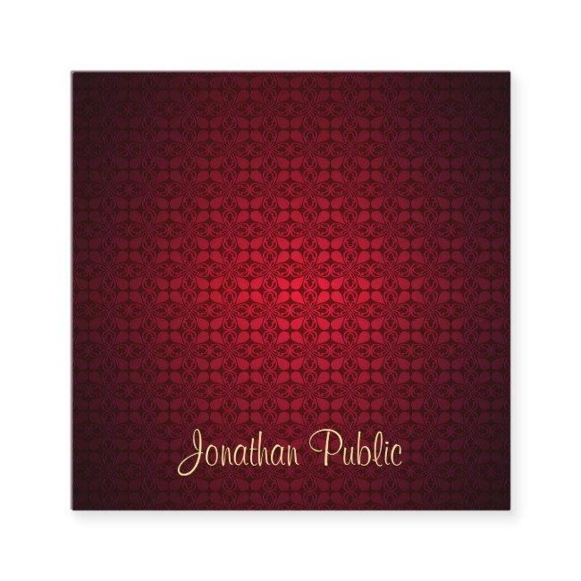 Creative Elegant Red Damask Calligraphy Script Square