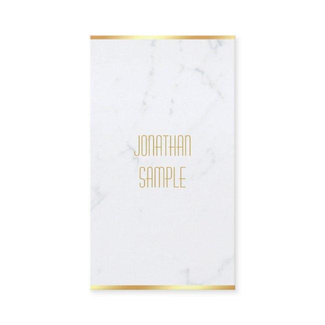 Creative Elegant White Marble Gold Name Modern