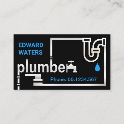 Creative Plumbing Pipes Silver Plumber Signage