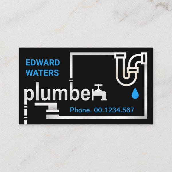Creative Plumbing Pipes Silver Plumber Signage