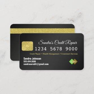 Credit Card Black and Gold Glitter