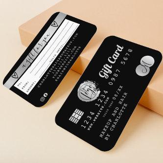 Credit card black silver foil gift card