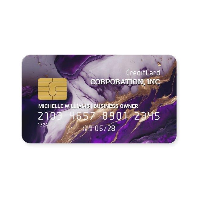 Credit Card | Blue Purple Gold Marble