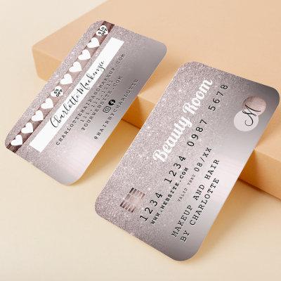 Credit card gray metallic glitter loyalty