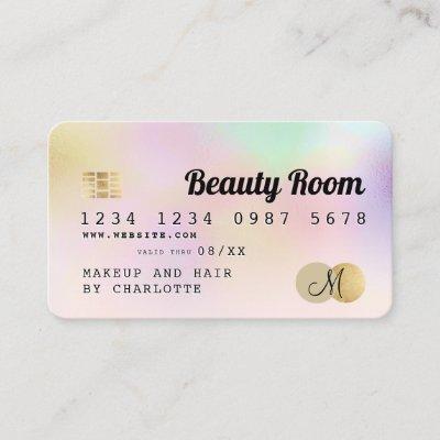Credit card pearl iridescent ombre beauty monogram