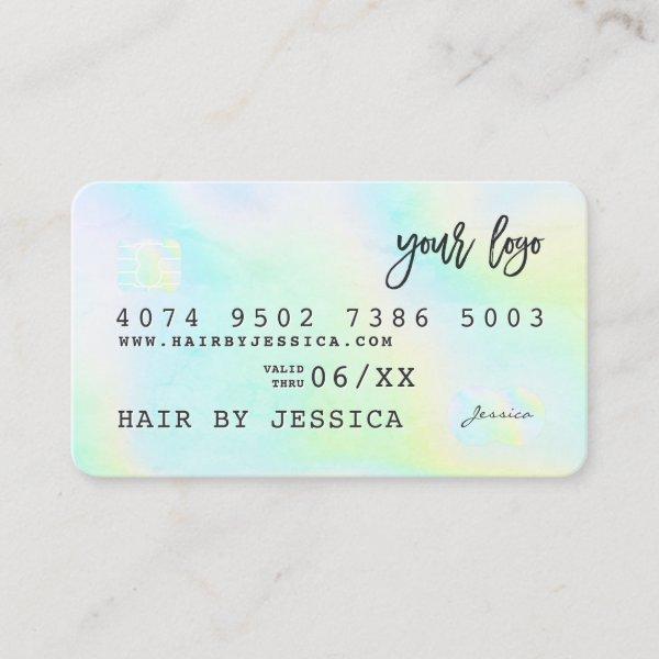 Credit card style holographic rainbow rainbow mint