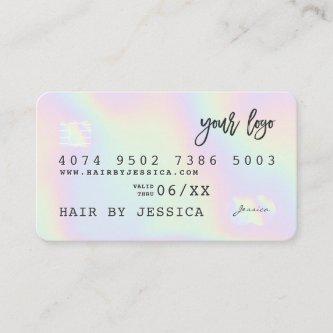 Credit card style holographic unicorn rainbow glam