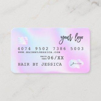 Credit card style holographic unicorn rainbow pink