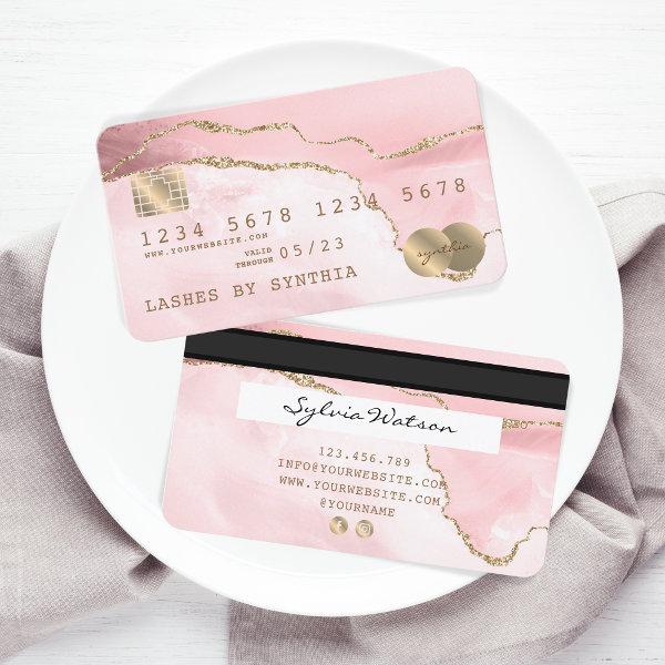 Credit Card Styled Blush Pink Agate