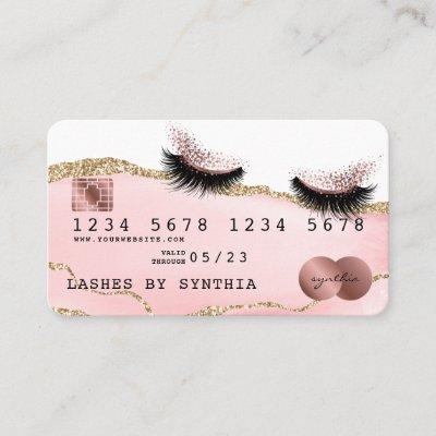 Credit Card Styled Blush Pink Agate Long Lashes