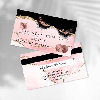Credit Card Styled Blush Pink Agate Long Lashes
