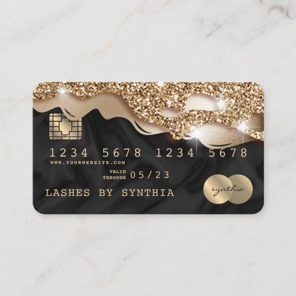 Credit Card Styled Dripping Gold Silk