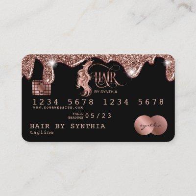 Credit Card Styled dripping Rose Gold Hair Stylist