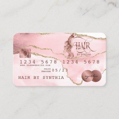 Credit Card Styled Rose Gold Agate Hair Stylist