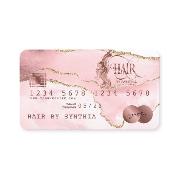 Credit Card Styled Rose Gold Agate Hair Stylist