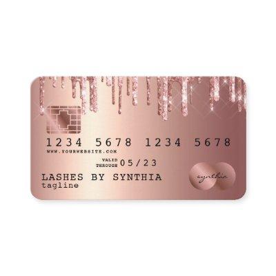 Credit Card Styled Rose Gold Glitter Drips
