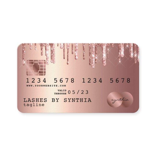 Credit Card Styled Rose Gold Glitter Drips