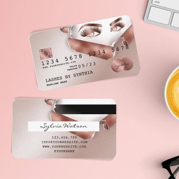 Credit Card Styled Rose Gold Long Lash thorn paper