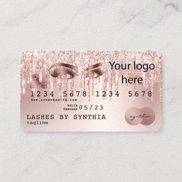 Credit Card Styled Rose Gold Long Lashes ADD logo
