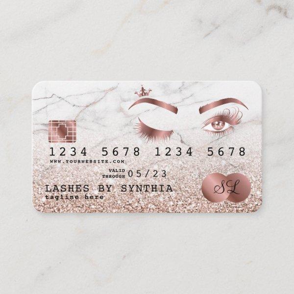 Credit Card Styled Rose Gold Long Lashes Marble