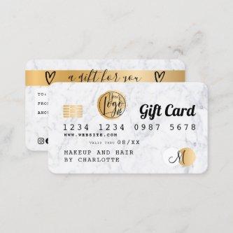 Credit card white marble gold gift card