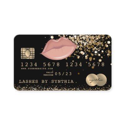 Credit Debit Card Styled Glitter Gold lips
