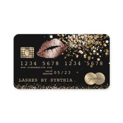 Credit Debit Card Styled Glitter Gold lips