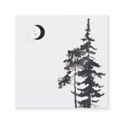 *~*  Crescent Moon Gold Stars Moon Beams Trees Square