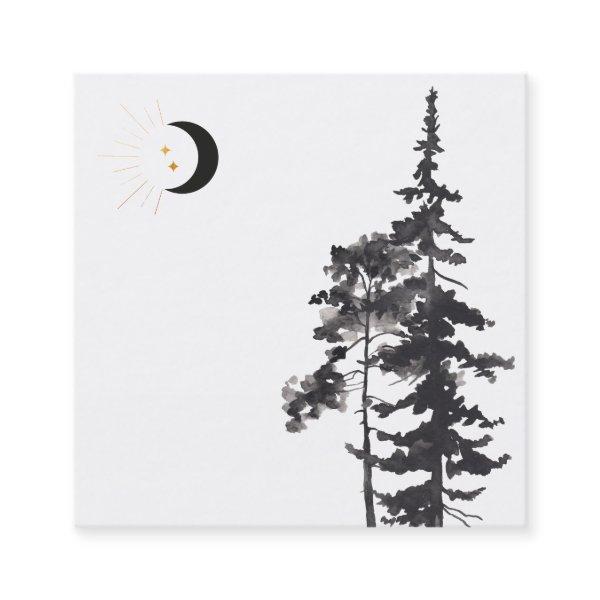 *~*  Crescent Moon Gold Stars Moon Beams Trees Square