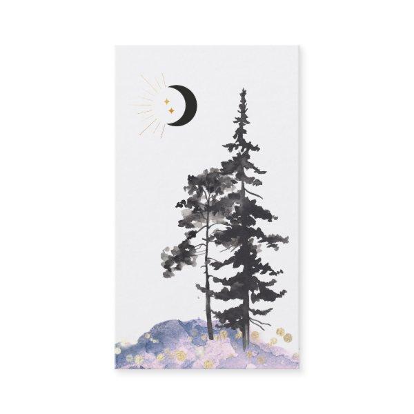 *~*  Crescent Moon Pine Trees Gold Stars Glitter
