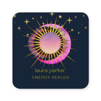 Crescent Moon Sun Purple Mystic Boho Cosmic Sky Square