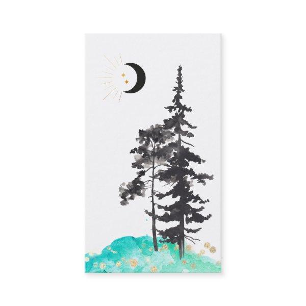 *~*  Crescent Moon Trees Gold Stars Glitter  Mint